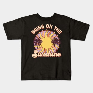 Vintage Retro Sunset Summer Rainbow Bring On The Sunshine Kids T-Shirt